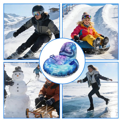 Snow Tubes For Adults Heavy Duty Cold Resistant Ergonomic Sleds Family Sledding Sports Beach Park Backyard Outdoor Winter