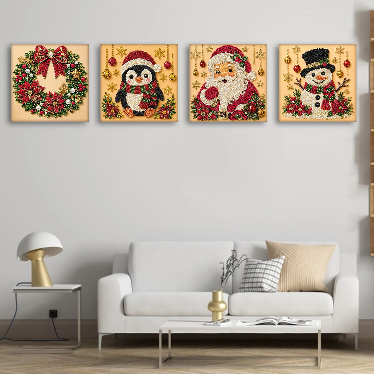Christmas Decor DIY Santa Claus Snowman 3D Pearl Painting Diamond Art Kits for Beginners 20*20CM for Home Wall Decoration Gift