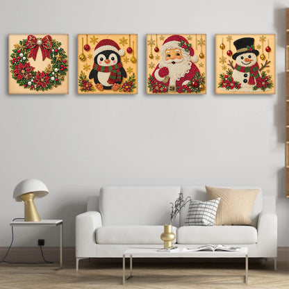 Christmas Decor DIY Santa Claus Snowman 3D Pearl Painting Diamond Art Kits for Beginners 20*20CM for Home Wall Decoration Gift