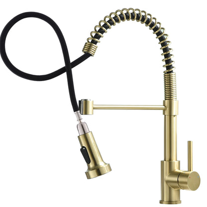 Kitchen Faucets Black Stainless Steel Faucets for Kitchen Sink Pull Out Spring Spout Mixers Tap Hot Cold Water Crane 866053R