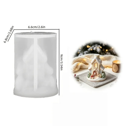 Snow house mold, suitable for resin, silicone mini Christmas house with chimney and pine tree,   fairy tale window decorations,