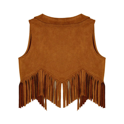 Kids Girl Boy Fringed Vest for Carnival Theme Party Tassels Top Open Front Waistcoat Child Halloween Western Cowboy Costumes