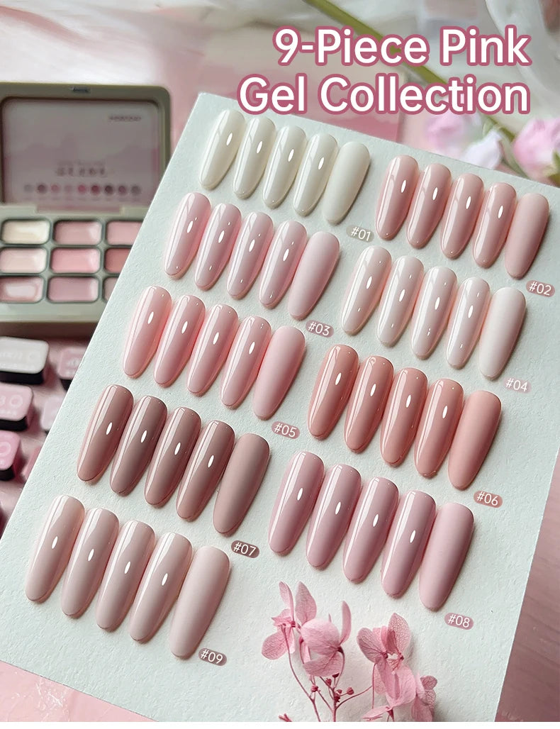 9 Colors Pink Patting Gel Smudge Canned High Saturation Popular Semi-Solid Nail Polish Gel Nail Salon