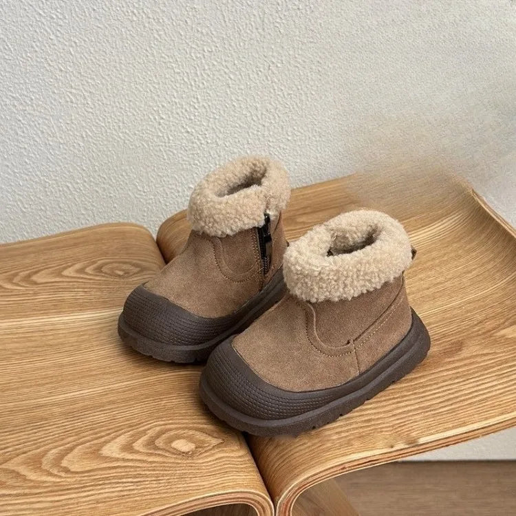 Soft Leather Children's Snow Boots for Baby Toddler Warm Fleece Lined Winter Outdoor Footwear Toddler Boots for Little Kids