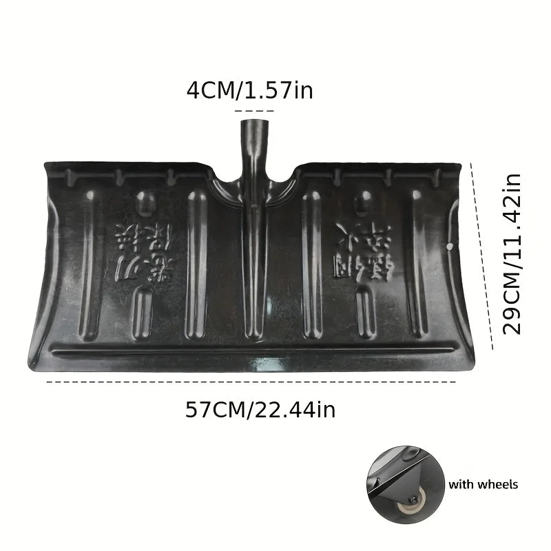 1 piece of snow shovel made of metal,more efficient snow removal, solid and durable, with bottom wheels to save effort