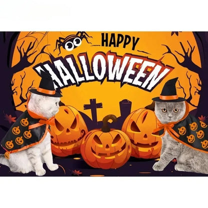 Halloween Pet Costume for Cats Breathable Soft Cute Pet Clothes Cloak Shape Pumpkin Pattern Harness Costume Cat Dog Cosplay Tool
