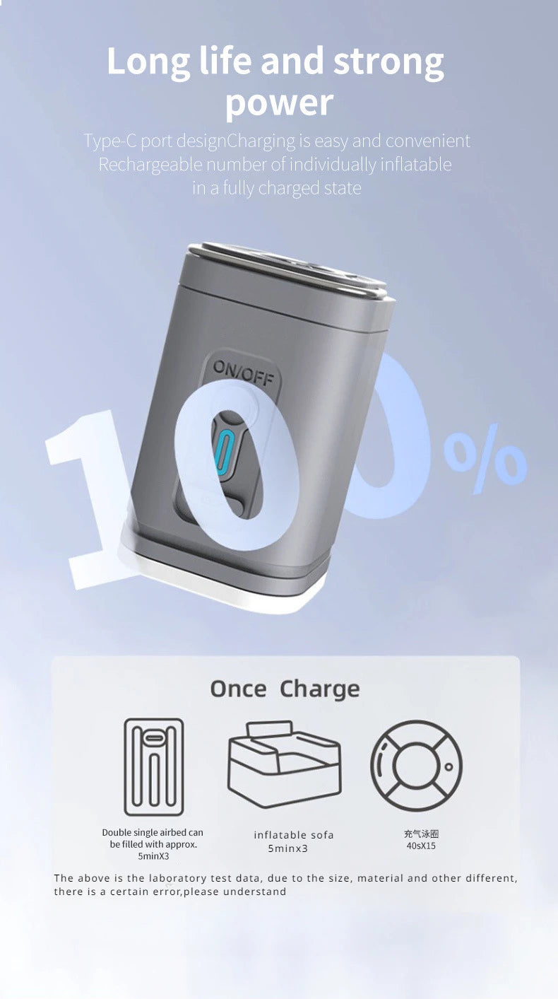 Mini Portable Air Pump with 1300mAh Battery USB Rechargeable to Inflate Deflate for Pool Floats, Air Bed, Vacuum Storage Bags