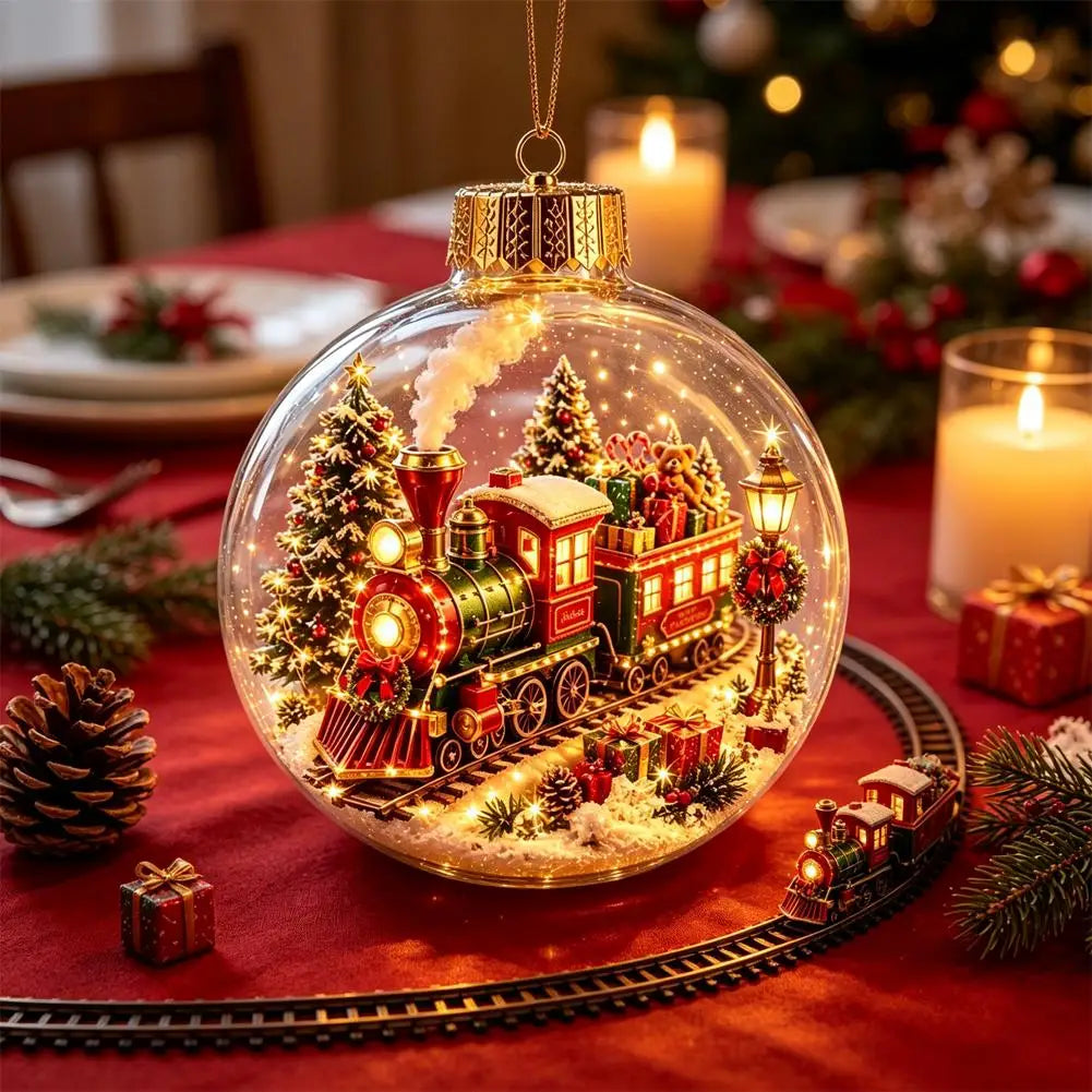 Christmas Story Decorations With Lights Creative Nutcracker Reindeer Snowman Glowing Christmas Tree Decor Pendant Crystal ball