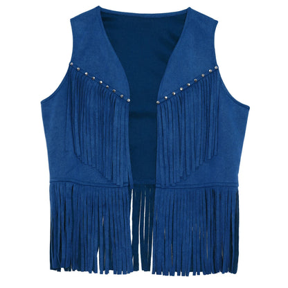 Kids Girl Boy Fringed Vest for Carnival Theme Party Tassels Top Open Front Waistcoat Child Halloween Western Cowboy Costumes