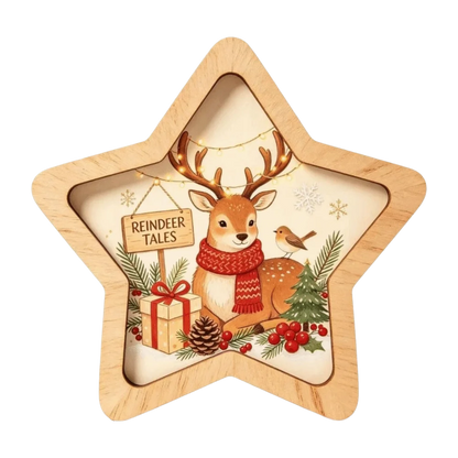 Merry Christmas Wooden Christmas Decoration Star Shape Snowman Deer Home Ornaments Rabbit Santa Claus Wall Decor New Year Gift