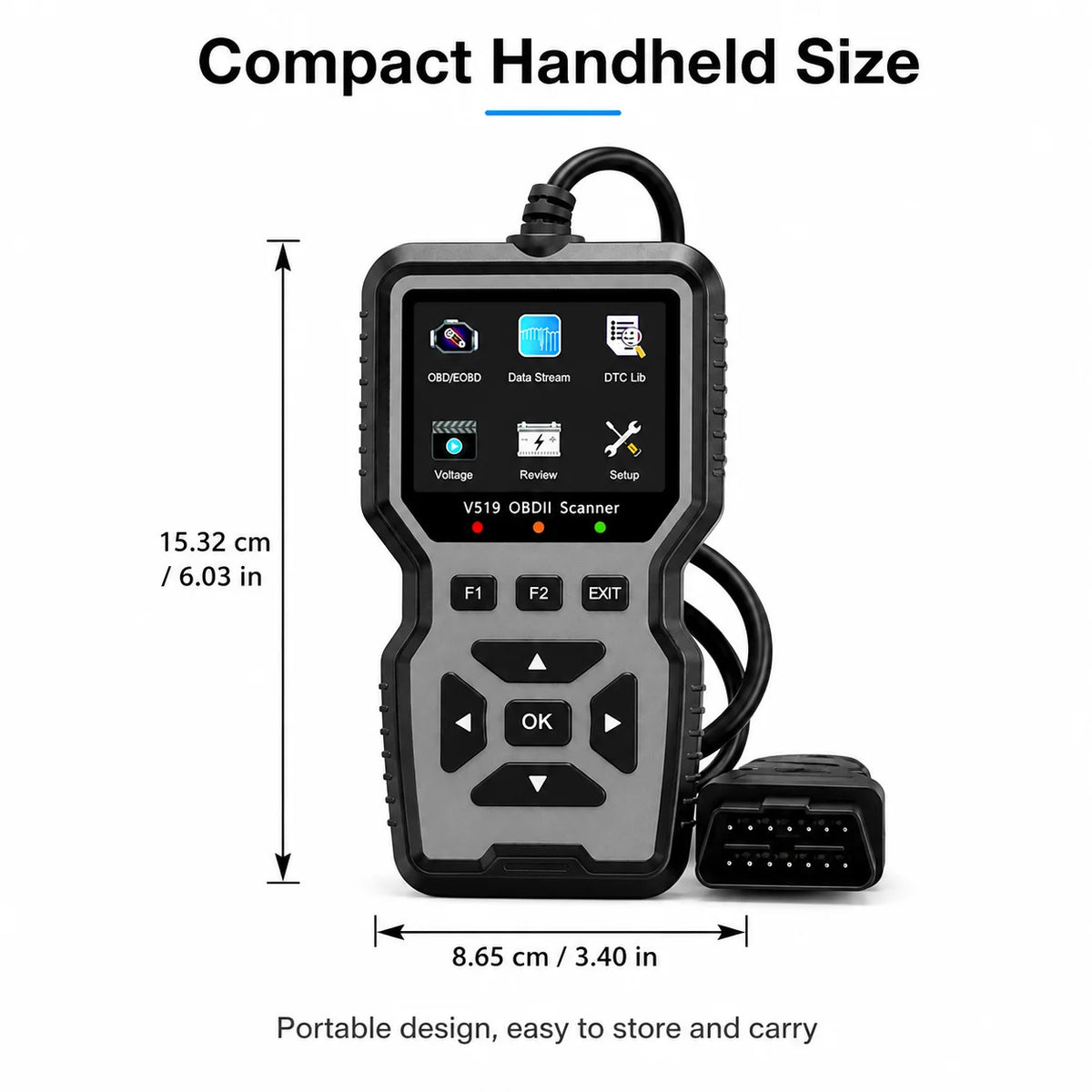 Professional Obd2 Diagnostic Tool for Heavy-Duty Vehicle Repair - Code Reader/Resetter, Supports Real-Time Data Stream, No Battery Required, Compatible with Vehicles from 1996 Onwards (Obdii/Eobd, Mode 6/8), Suitable for Mech