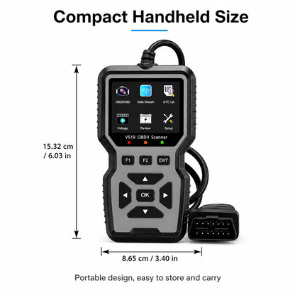 Professional Obd2 Diagnostic Tool for Heavy-Duty Vehicle Repair - Code Reader/Resetter, Supports Real-Time Data Stream, No Battery Required, Compatible with Vehicles from 1996 Onwards (Obdii/Eobd, Mode 6/8), Suitable for Mech