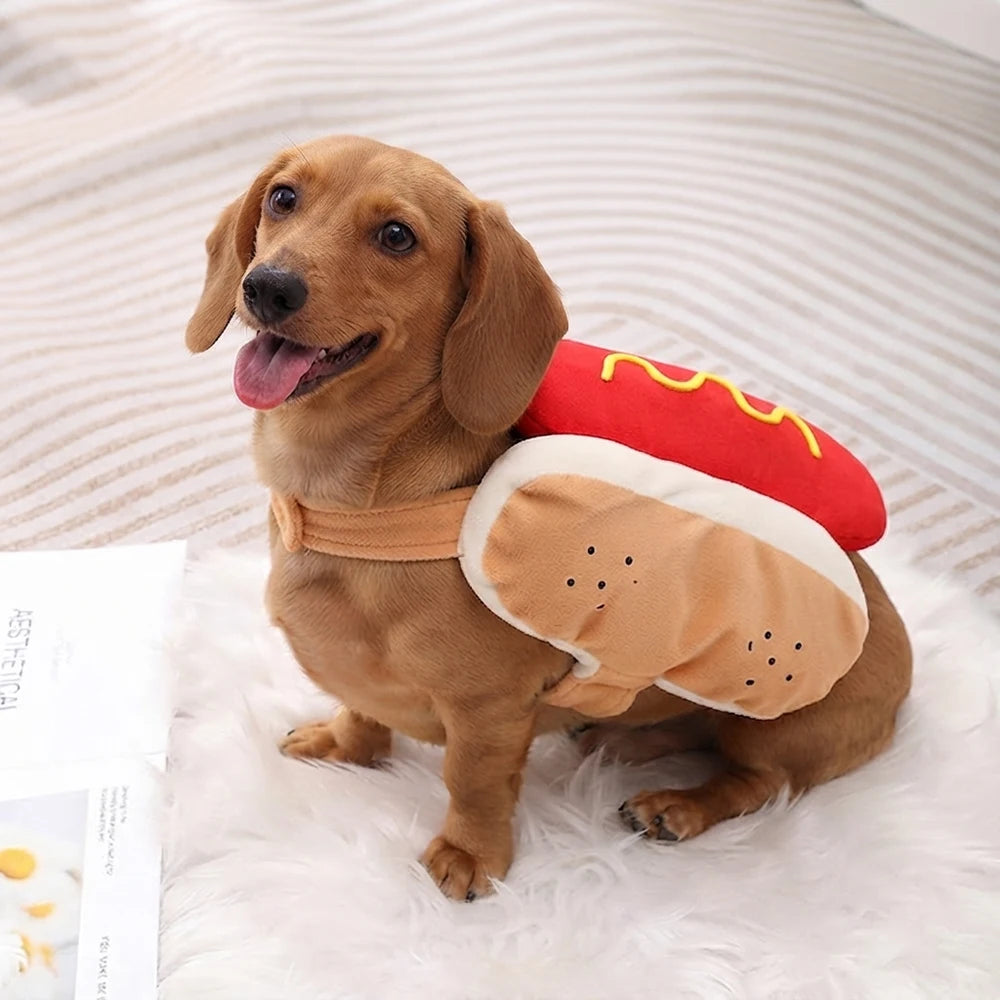 Halloween Pet Hot Dog Costume Funny Small Dogs Outfits Cute Soft Puppy Clothes Cat Dress Up Costume for Party Photo Shooting