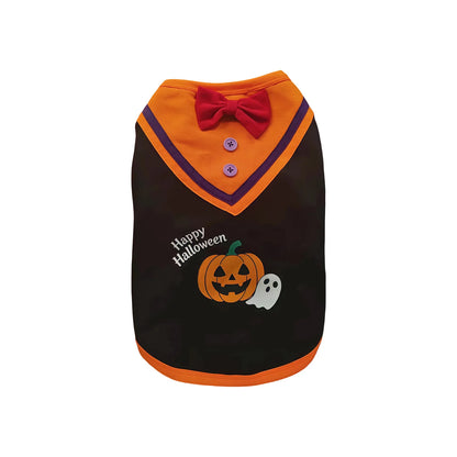 Halloween Pet Costume Funny Pumpkin and Bat Print Outfit for Small Dogs Pet Sleeveless Vest Pet Clothes Halloween Pet Vests