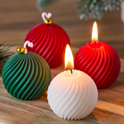 3D Rotate Ball Silicone Candle Mold Winter Christmas Souvenirs DIY Stripes Aromath Soap Resin Plaster Crafts Making Home Decor