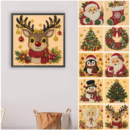 Christmas Decor DIY Santa Claus Snowman 3D Pearl Painting Diamond Art Kits for Beginners 20*20CM for Home Wall Decoration Gift