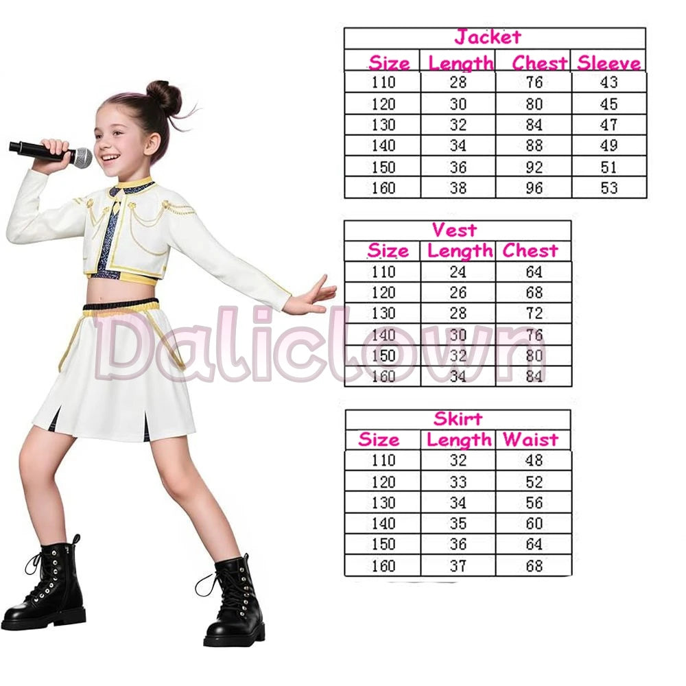 Kids Anime Cosplay Girl Costume Group Idol Singer Performance Show Black Golden Costume Child Halloween Party Clolthes Outfit