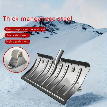 1 piece of snow shovel made of metal,more efficient snow removal, solid and durable, with bottom wheels to save effort