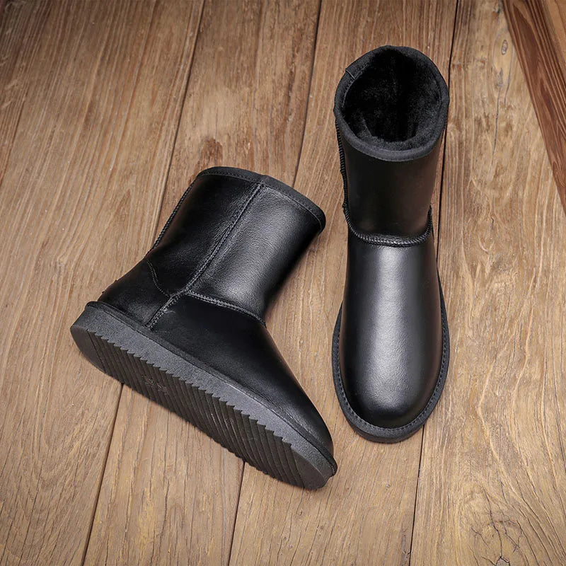Snow Boots Men Waterproof Australia Winter Warm Shoes Non Slip Rubber Sole 100% Genuine Sheepskin Leather Big Size Wholesale