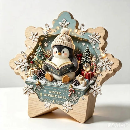 Merry Christmas Wooden Christmas Decoration Star Shape Snowman Deer Home Ornaments Rabbit Santa Claus Wall Decor New Year Gift