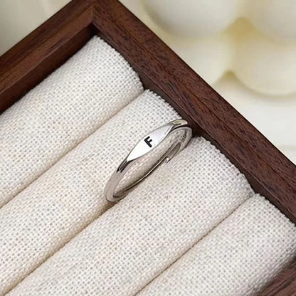 Elegant Initial Letter Alphabet Adjustable Thin Stackable Ring for Women Girl
