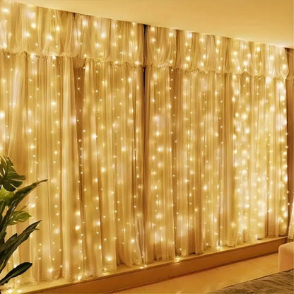 USB Christmas LED Curtain Lights, Indoor Fairy Curtain Lights, Suitable for Bedroom, Background Windows, Holiday Lighting