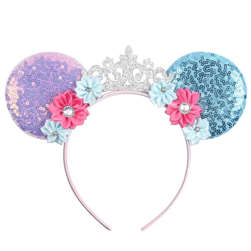 New Christmas Halloween Mouse Ears Headband Cartoon Sequin Bows Headband Birthday Party Princess Cosplay Costume For Women Adult