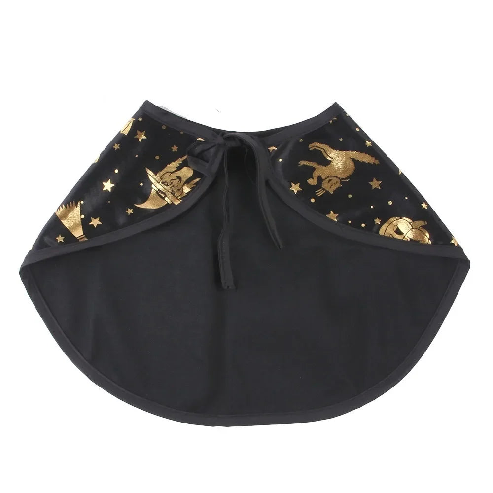 Halloween Pet Cosplay Costume Black Gold Halloween Decoration Wizard Hat Cape Set Printed Cat Dog Suit Party Accessories