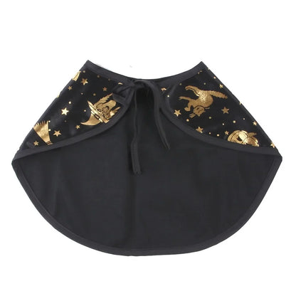 Halloween Pet Cosplay Costume Black Gold Halloween Decoration Wizard Hat Cape Set Printed Cat Dog Suit Party Accessories