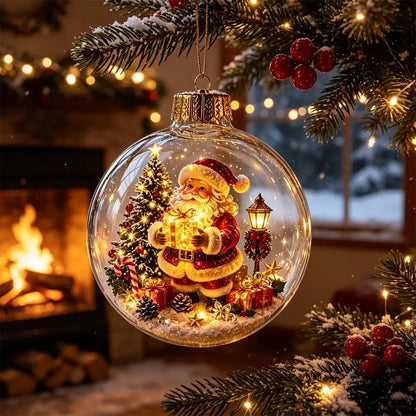 Christmas Story Decorations With Lights Creative Nutcracker Reindeer Snowman Glowing Christmas Tree Decor Pendant Crystal ball