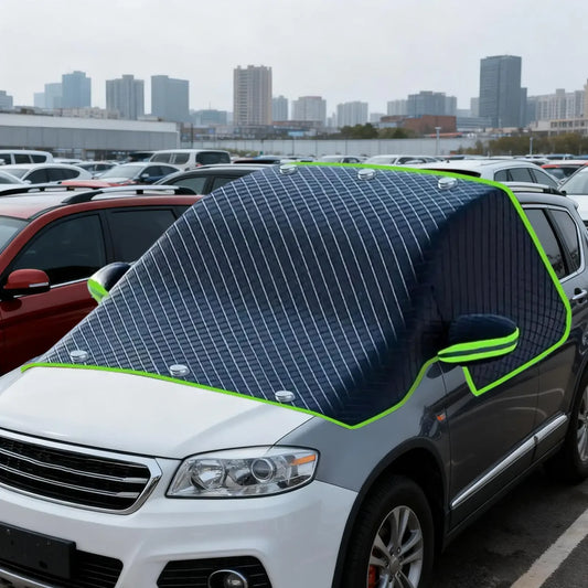 Magnetic Oxford Snow Cover, Thick Frost Guard for All Cars, Easy Install, Durable Winter Ice Protection for Windshield.