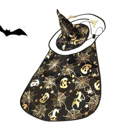 Funny Pumpkin Pet Halloween Costumes Cape Adjustable Soft Halloween Dog Cloak Hat Bat Black Cats Cosplay Clothes Cats