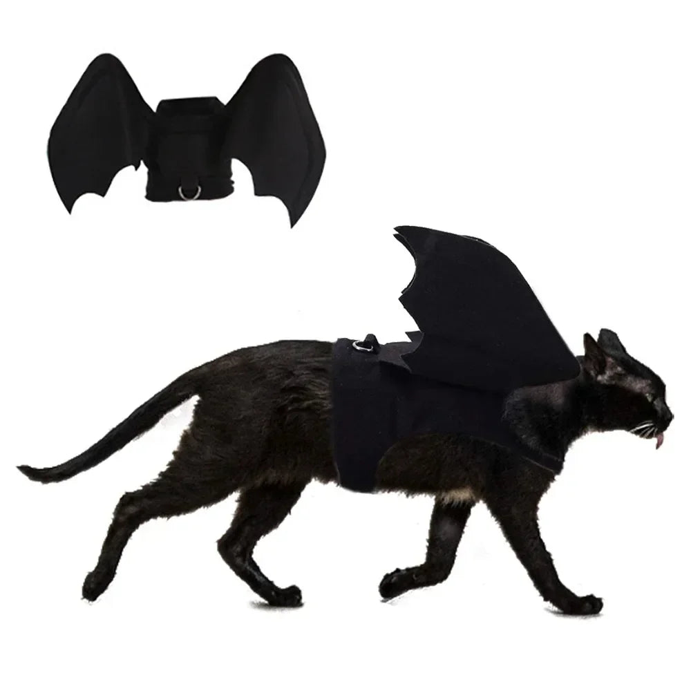 Halloween Cute Pet Clothes Black Bat Wings Harness Costume for Halloween Cosplay Cat Dog Halloween Party for Pet Supplies