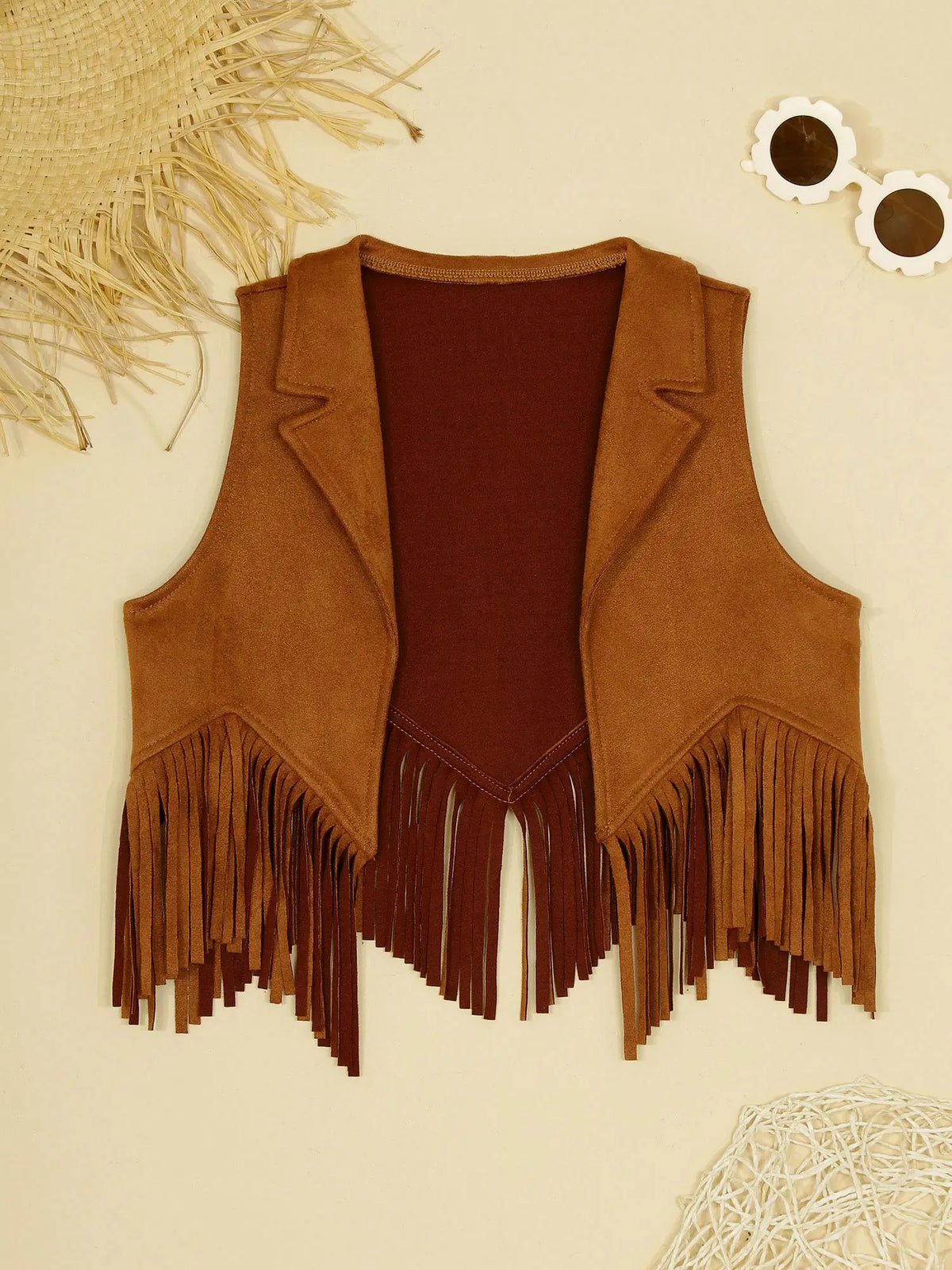 Kids Girl Boy Fringed Vest for Carnival Theme Party Tassels Top Open Front Waistcoat Child Halloween Western Cowboy Costumes