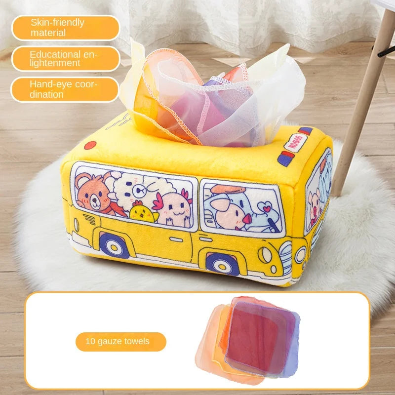 Montessori Tissue Box – Soft Sensory Pull Toy