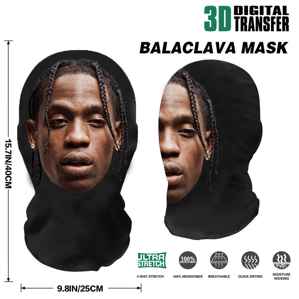 Cosplay 3D Printed Kanye Mask Stretch Mesh Full Face Mask Men Women Role Play Headdress Halloween Masquerade Balaclava Headdress