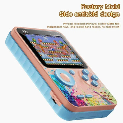 Retro G5 Portable Handheld Game Console 3 0Inch Screen 500 Classic Games Macaron Color 1020mAH Rechargeable Battery Gamepad