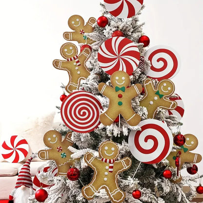 Set of 4/8 Christmas Tree Decorations Featuring a Red And White Peppermint Candy Design, Ideal for Adorning The Top of Your Tree
