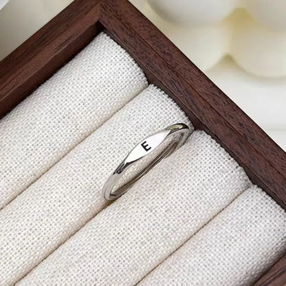 Elegant Initial Letter Alphabet Adjustable Thin Stackable Ring for Women Girl