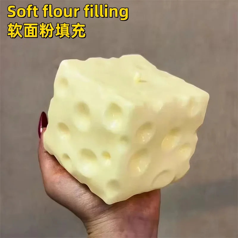 Jumbo Cheese Cube Squishy – Sensory Squeeze Fidget