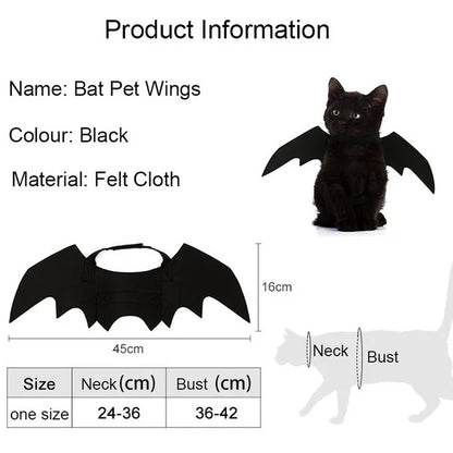 Halloween Cute Pet Clothes Black Bat Wings Harness Costume Cosplay Cat Dog Halloween Party for Pet Supplies