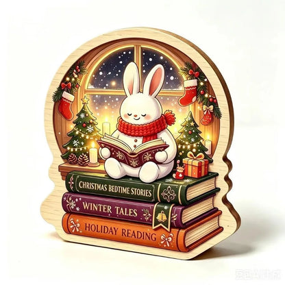 Merry Christmas Wooden Christmas Decoration Star Shape Snowman Deer Home Ornaments Rabbit Santa Claus Wall Decor New Year Gift