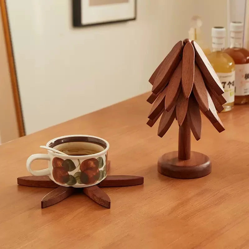 Christmas Tree Insulation Mat Solid Wood Dining Table Coaster Anti Scalding Mat Pot Mat Creative Personalized Home Decoration