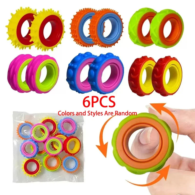 Rotating Fidget Ring Sensory Finger Spinner Anti-Anxiety Stress Relief Toys for Adults ADHD Autism Quiet Classroom Prizes Gifts