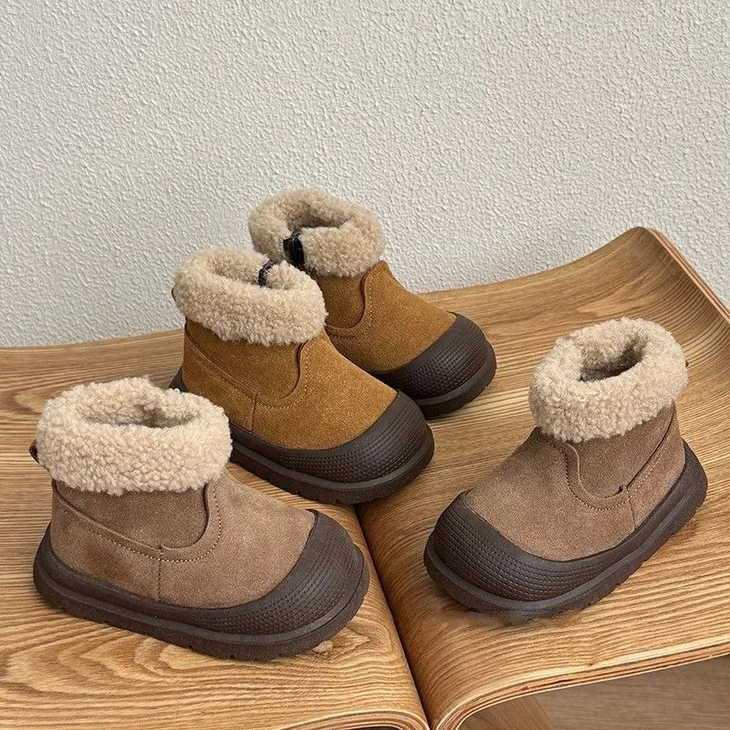Soft Leather Children's Snow Boots for Baby Toddler Warm Fleece Lined Winter Outdoor Footwear Toddler Boots for Little Kids