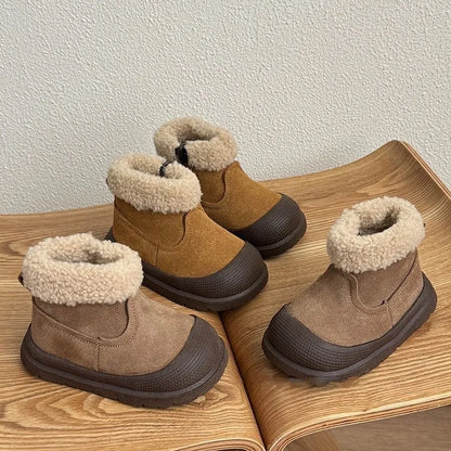 Soft Leather Children's Snow Boots for Baby Toddler Warm Fleece Lined Winter Outdoor Footwear Toddler Boots for Little Kids