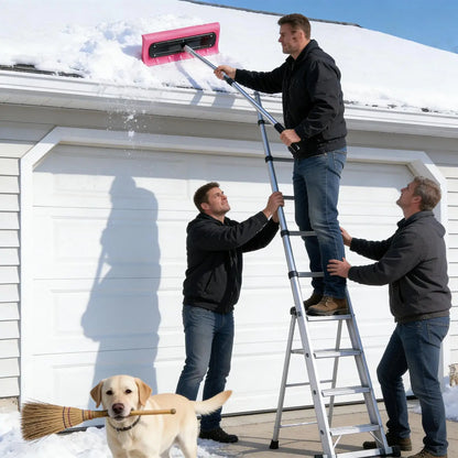 Snow Roof Rake with No-Scratch Head Foam Snow Broom Winter Snows Removal Tool Time Saving For Windshields Solar Panels