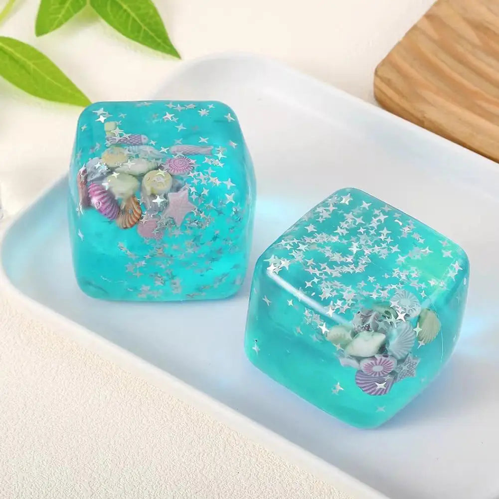 Squishy Stress Balls Cube - Ocean Sensory Fidget Toy Slow Rise Squishy Toys for Kids and Adults Squeeze Relax Gift