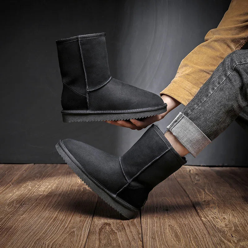 Snow Boots Men Waterproof Australia Winter Warm Shoes Non Slip Rubber Sole 100% Genuine Sheepskin Leather Big Size Wholesale