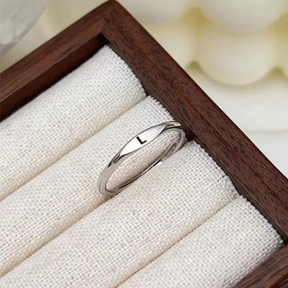 Elegant Initial Letter Alphabet Adjustable Thin Stackable Ring for Women Girl